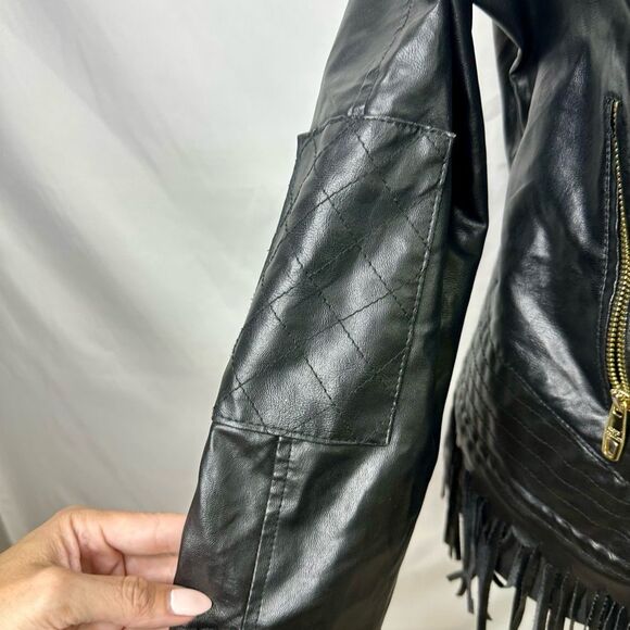 Steve Madden fringe Faux Leather Jacket Size Large - Picture 7 of 14